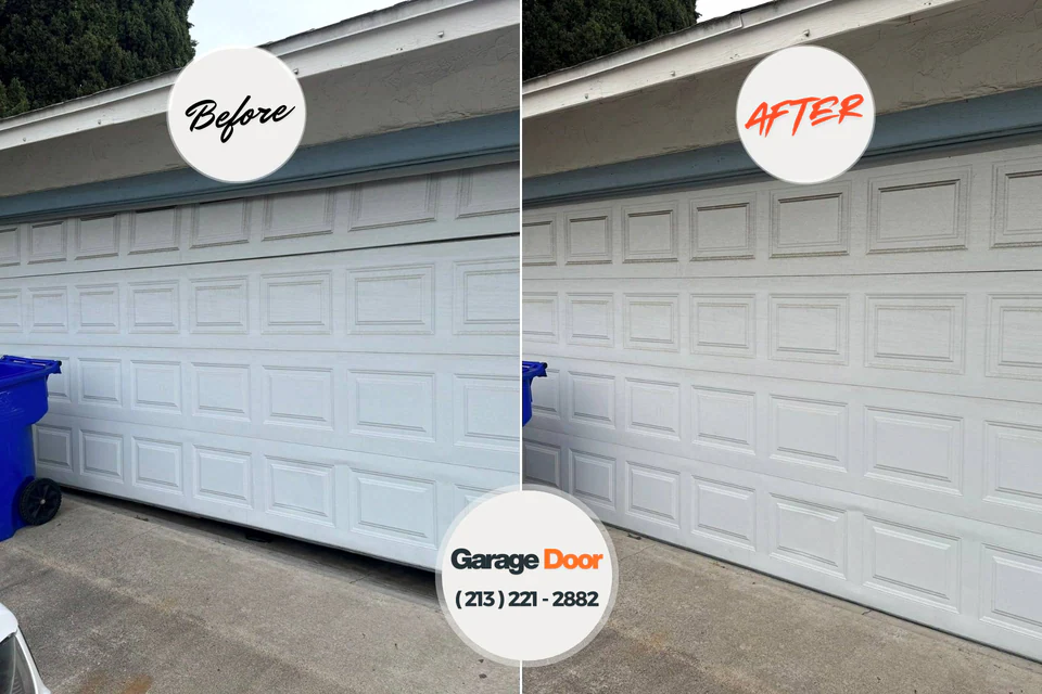 Before and after: garage door repair Pico Rivera, CA